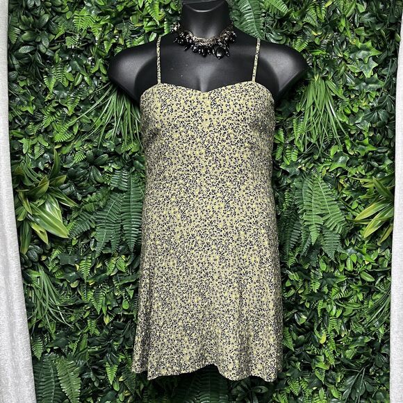 CALVIN KLEIN Dress Women Large Green Animal Print Strappy Mini Skater NWT 2061 - Picture 3 of 8